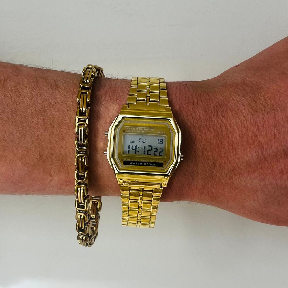 Casio Digital Watch Gold Accents Unisex Retro Y2K Style Quartz New - Picture 9 of 11